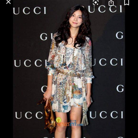 Gucci Forest Print Silk Chiffon Dress - Picture 2 of 8